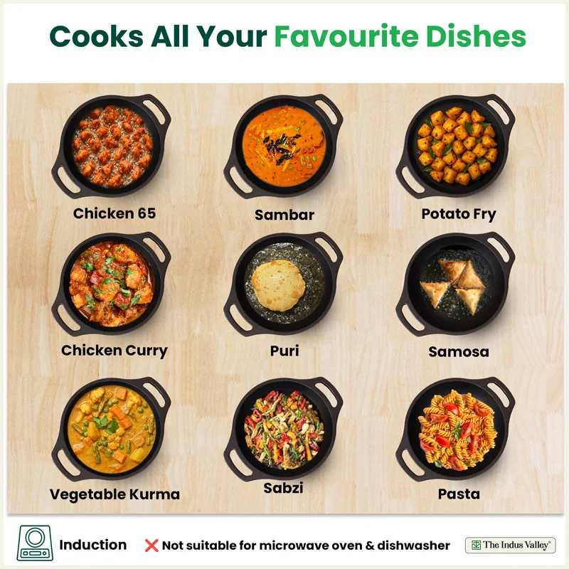 Premium CASTrong Cast Iron Kadai 25.5cm, Pre-seasoned, Naturally Nonstick, 100% Pure, Toxin-free, Medium 2.7kg - Image 9