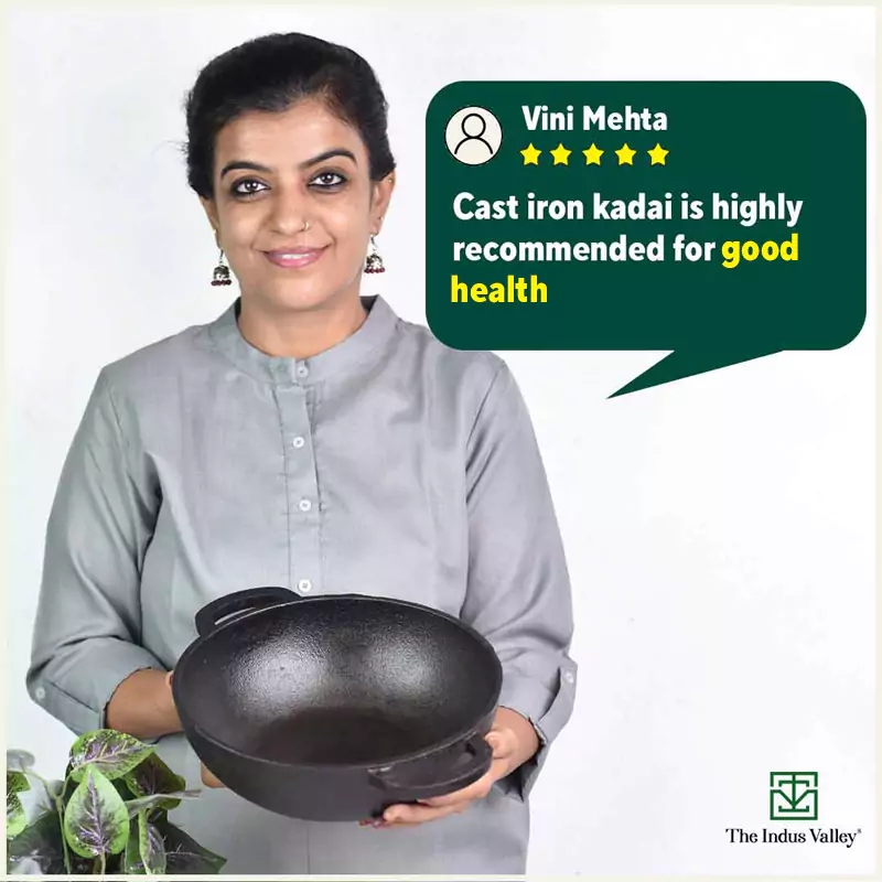 CASTrong Cast Iron Kadai 25.4 cm 2.3L, Pre-seasoned, Naturally Nonstick, 100% Pure, Toxin-free, Induction, Free  110 Spatula - Image 12