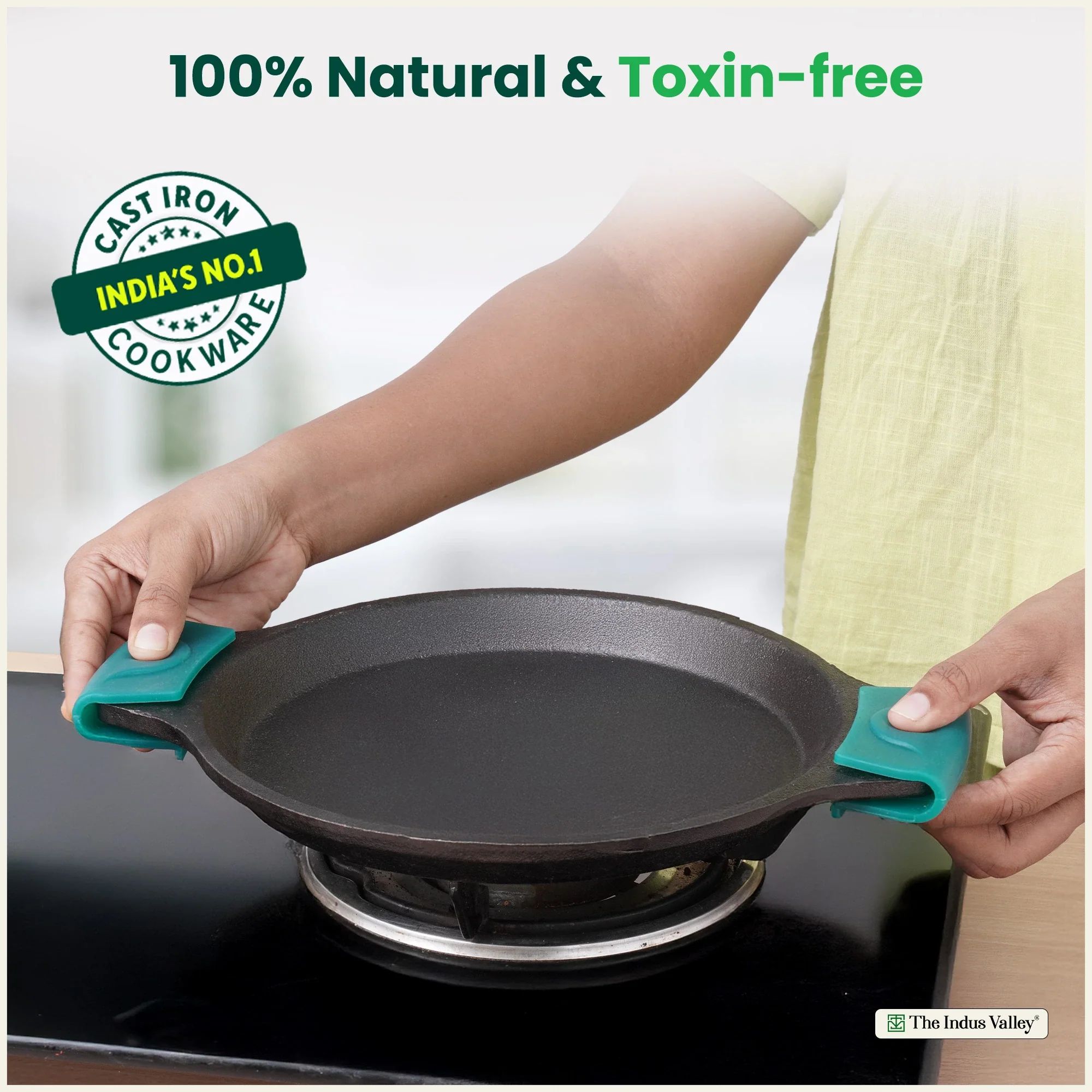 CASTrong Cast Iron Fish Fry pan 25 cm, Pre-seasoned, Naturally Nonstick, 100% Pure, Toxin-free fry pan 1.9 kg - Image 5