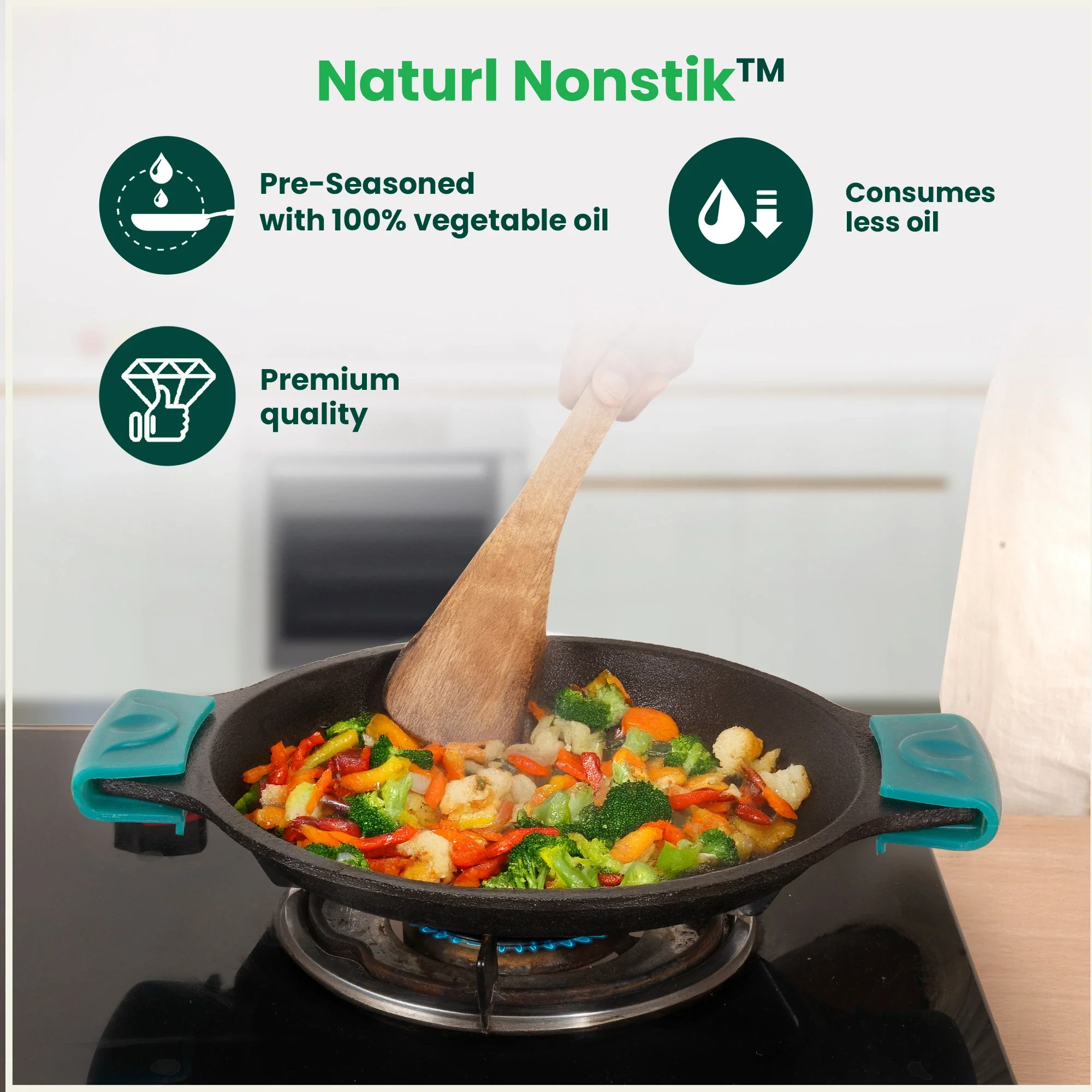 CASTrong Cast Iron Fish Fry pan 25 cm, Pre-seasoned, Naturally Nonstick, 100% Pure, Toxin-free fry pan 1.9 kg - Image 7