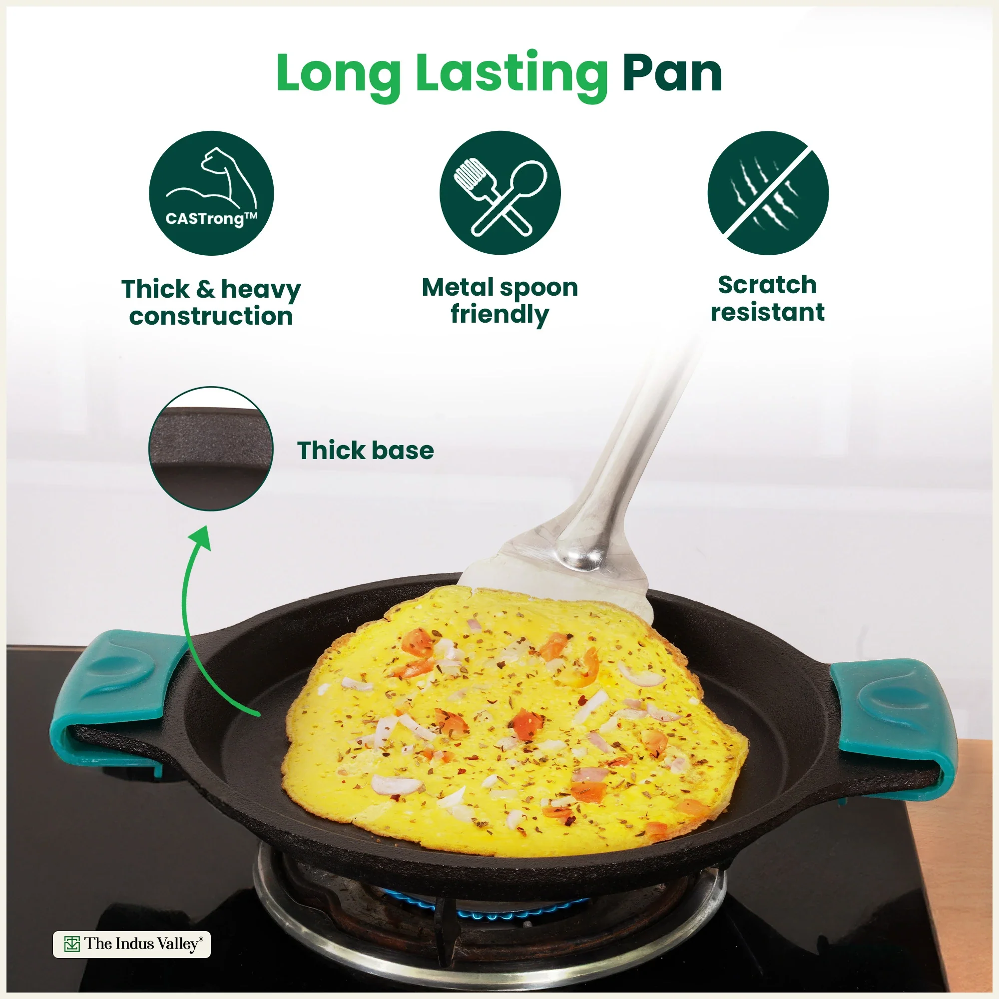 CASTrong Cast Iron Fish Fry pan 25 cm, Pre-seasoned, Naturally Nonstick, 100% Pure, Toxin-free fry pan 1.9 kg - Image 9