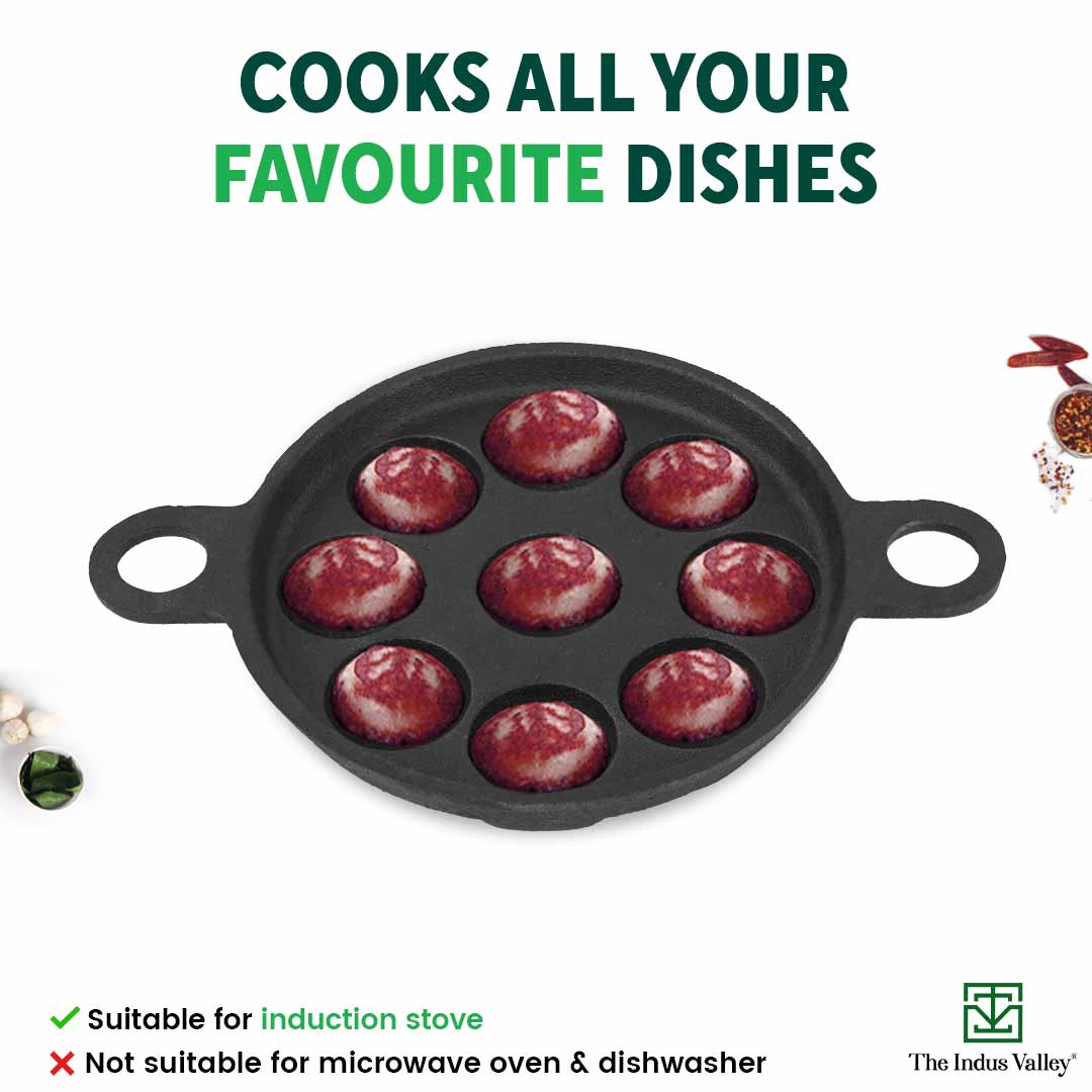 9 Pit CASTrong Cast Iron Paniyaram/Appe Pan,Pre-seasoned, Natural Nonstick, 100% Pure, Toxin-free - Image 10