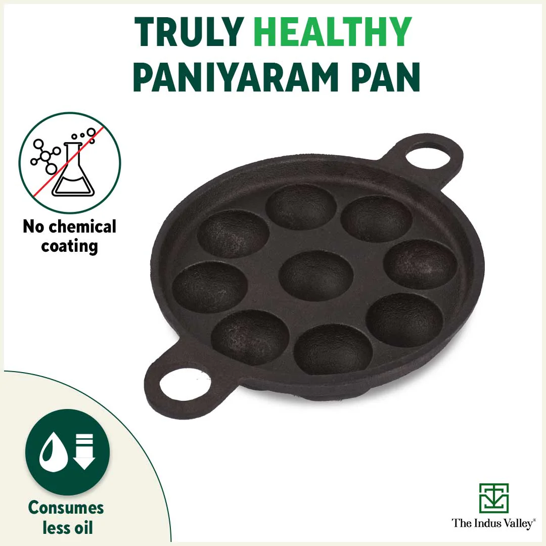 9 Pit CASTrong Cast Iron Paniyaram/Appe Pan,Pre-seasoned, Natural Nonstick, 100% Pure, Toxin-free - Image 3