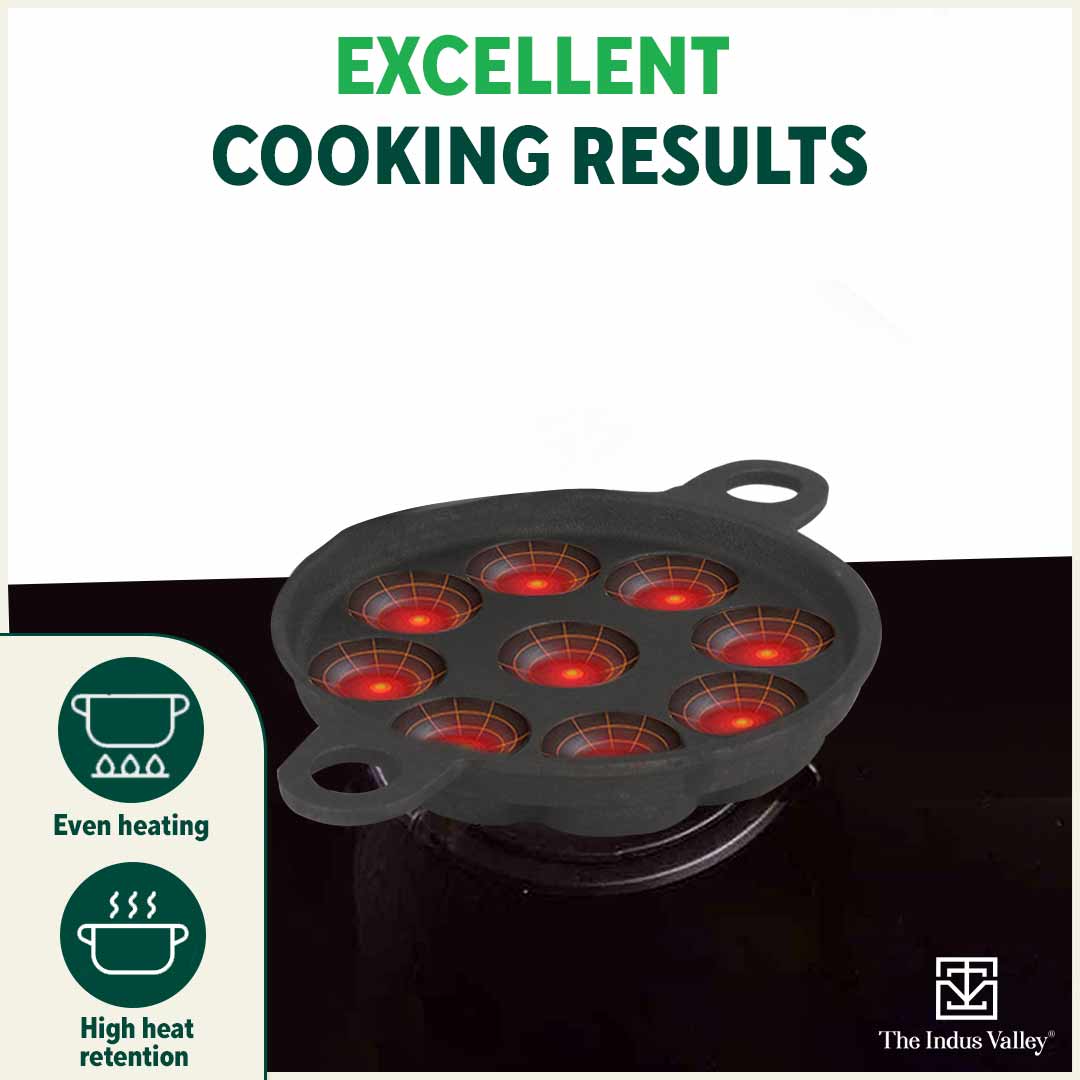 9 Pit CASTrong Cast Iron Paniyaram/Appe Pan,Pre-seasoned, Natural Nonstick, 100% Pure, Toxin-free - Image 6