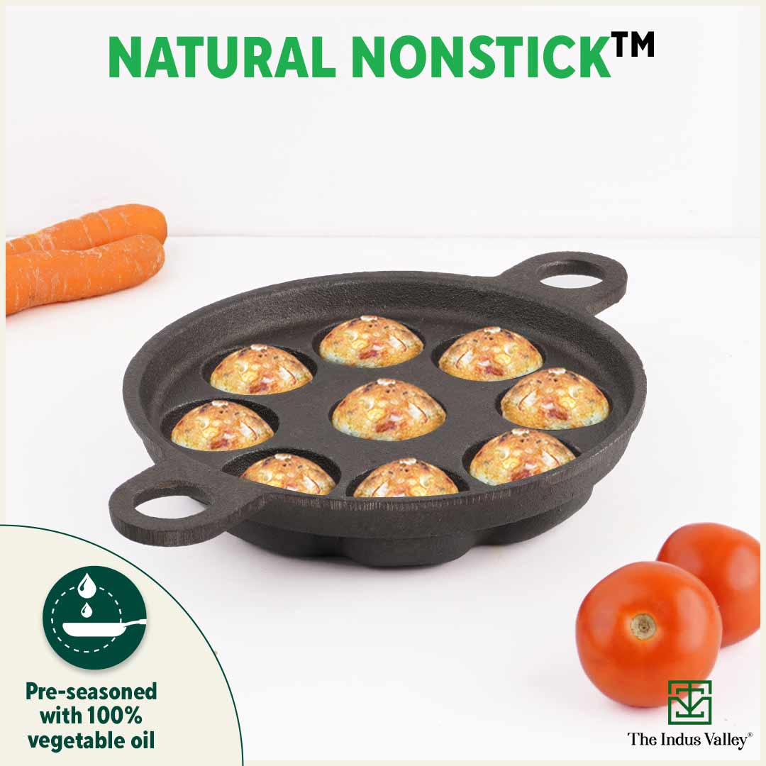 9 Pit CASTrong Cast Iron Paniyaram/Appe Pan,Pre-seasoned, Natural Nonstick, 100% Pure, Toxin-free - Image 7