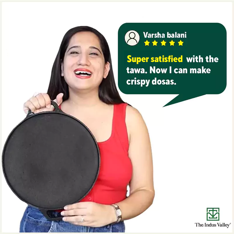 CASTrong Cast Iron Roti/Dosa Tawa 30.2cm, Pre-seasoned, Naturally Nonstick, 100% Pure, Toxin-free, Gas & Induction, Free 110 Spatula - Image 12