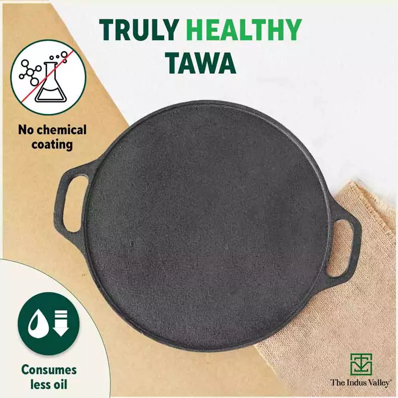CASTrong Cast Iron Roti/Dosa Tawa 30.2cm, Pre-seasoned, Naturally Nonstick, 100% Pure, Toxin-free, Gas & Induction, Free 110 Spatula - Image 4