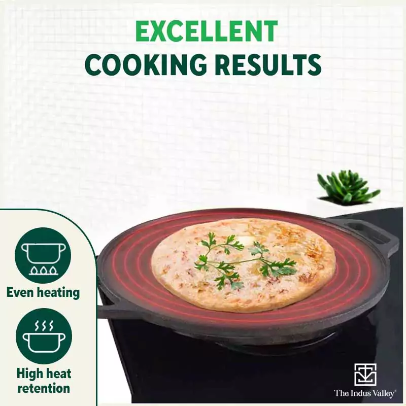 CASTrong Cast Iron Roti/Dosa Tawa 30.2cm, Pre-seasoned, Naturally Nonstick, 100% Pure, Toxin-free, Gas & Induction, Free 110 Spatula - Image 7