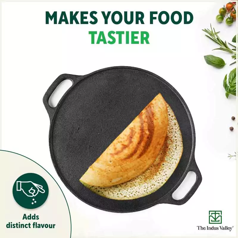 CASTrong Cast Iron Roti/Dosa Tawa 30.2cm, Pre-seasoned, Naturally Nonstick, 100% Pure, Toxin-free, Gas & Induction, Free 110 Spatula - Image 9