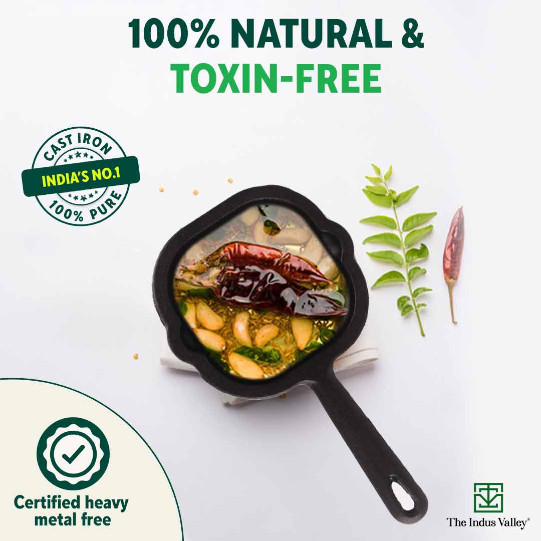 CASTrong Cast Iron Tadka Pan, Square Shaped, Pre-seasoned, Natural Nonstick, 100% Pure, Toxin-free, Induction - Image 4