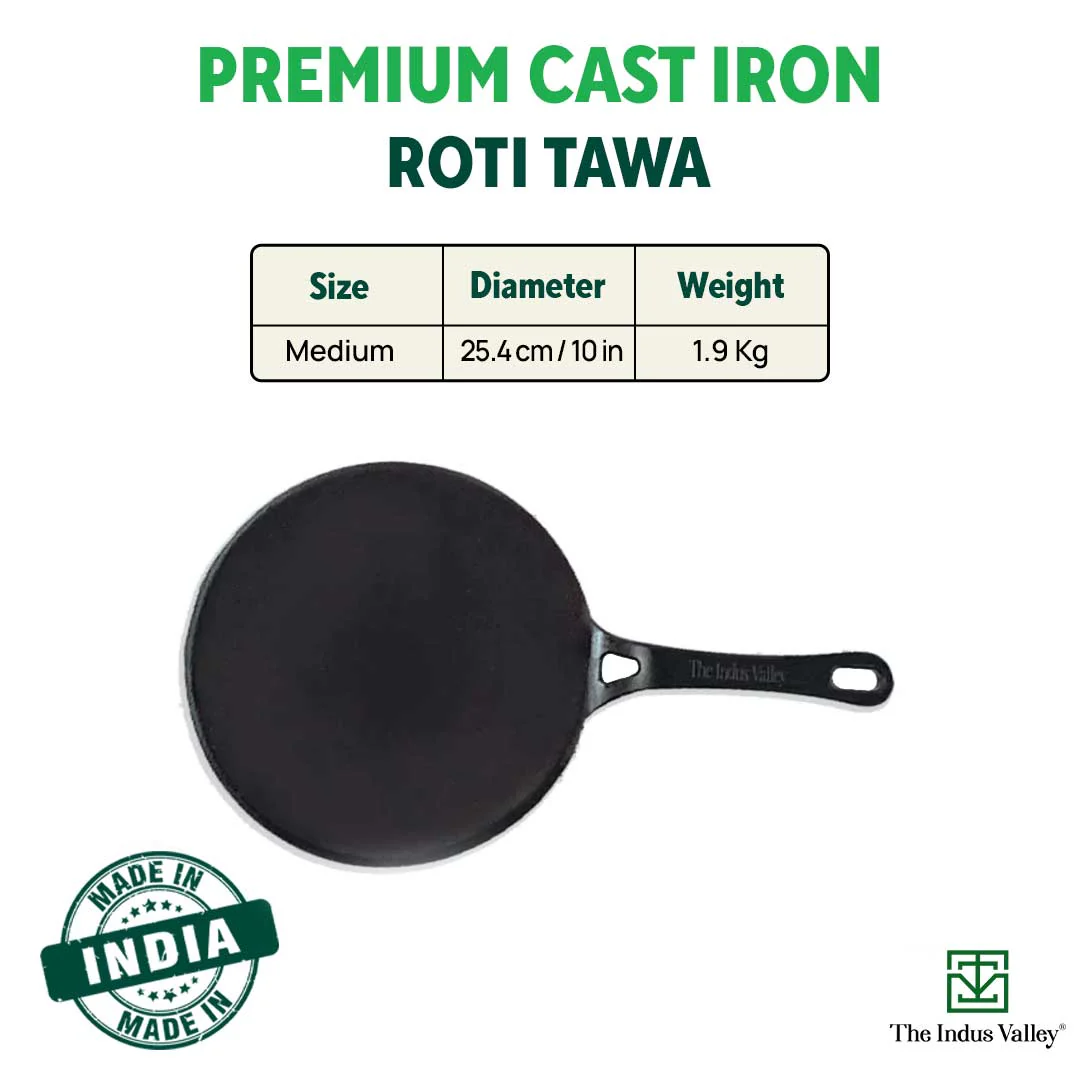 CASTrong Cast Iron Tawa 26cm, Pre-seasoned, Nonstick, 100% Pure, Toxin-free - Image 3