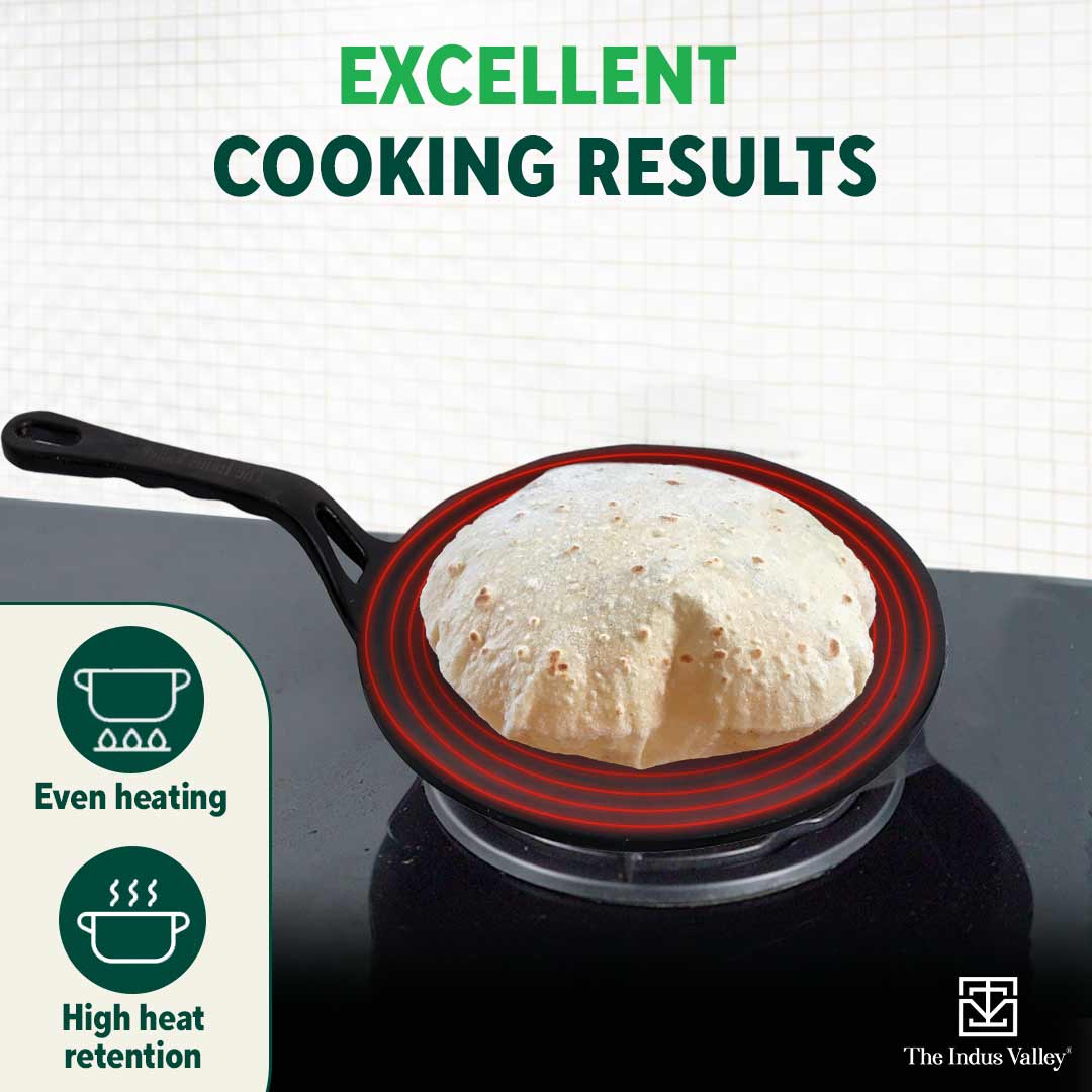 CASTrong Cast Iron Tawa 26cm, Pre-seasoned, Nonstick, 100% Pure, Toxin-free - Image 7
