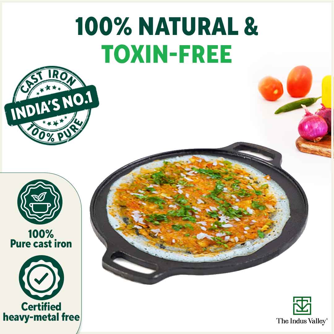 CASTrong Thick Cast Iron 25.4cm Kadai+30.2cm Tawa+Free ₹110 Spatula,Kitchen set for Home, Pre-seasoned,100% Pure,Toxin-free - Image 4