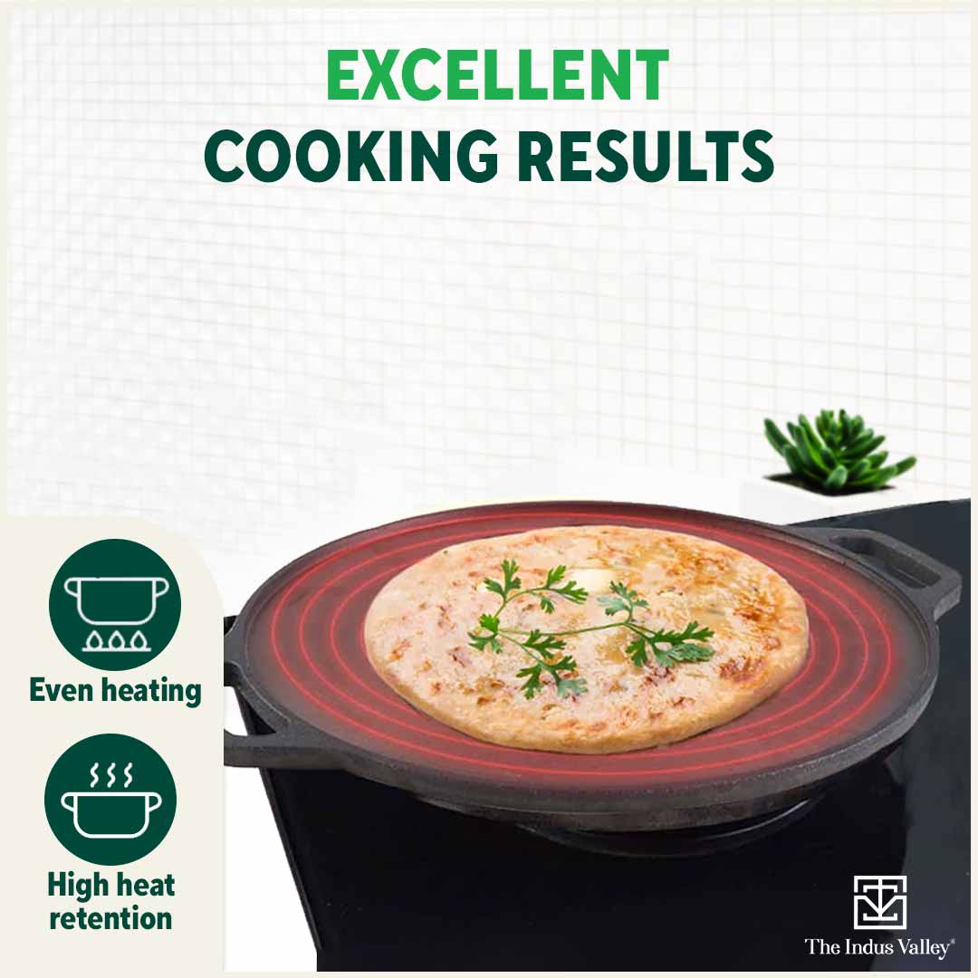 CASTrong Thick Cast Iron 25.4cm Kadai+30.2cm Tawa+Free ₹110 Spatula,Kitchen set for Home, Pre-seasoned,100% Pure,Toxin-free - Image 6