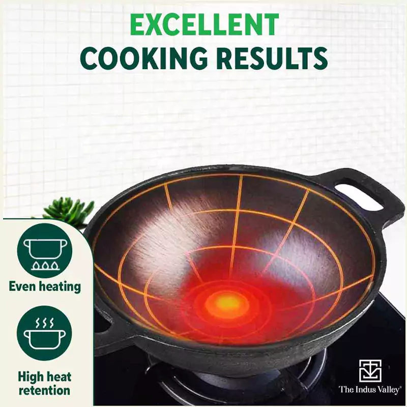 Super Smooth Cast Iron Set: (2.5L)Kadai+ Tawa+ (1.7L)Frypan, Kitchen set for Home, Naturally Nonstick, 100% Pure, Toxin-free, Free 400 Tadka Pan - Image 7