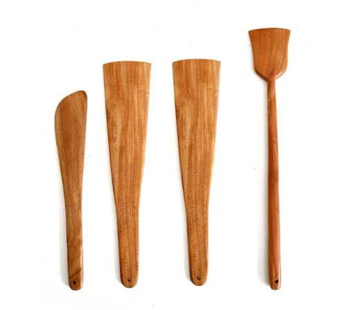 100% Natural Neem Wood Cooking & Serving Spatula/Ladles, Set of 4, Toxin-free, Anti-microbial - Image 2