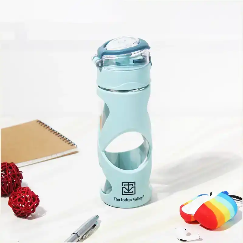 Premium Pro-hydro Borosilicate Glass Bottle 500ml| Removable Filter | Dark blue, Light blue - Image 3