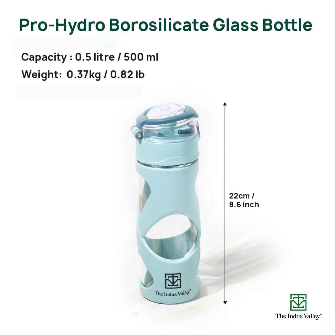 Premium Pro-hydro Borosilicate Glass Bottle 500ml| Removable Filter | Dark blue, Light blue - Image 8