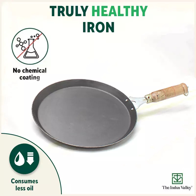 100% Pure Iron Cookware Set: (25.4cm)Kadai+ (26.3cm)Tawa+ (25.4cm)Fry Pan, Toxin-free Sheet Iron, Pre-seasoned, Induction & Gas, Kitchen Set for Home, Free ₹400 Tadka Pan - Image 4