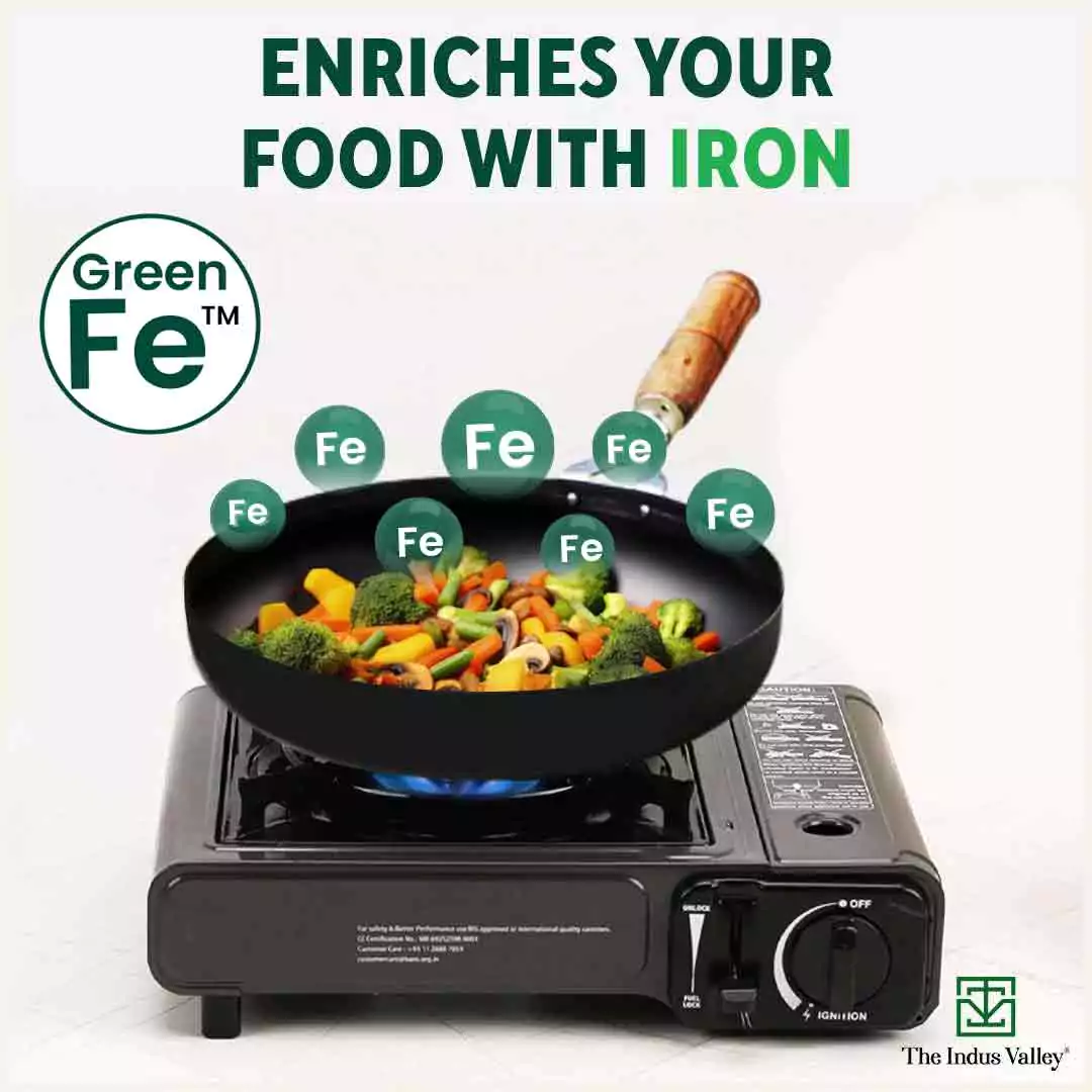 100% Pure Iron Cookware Set: (25.4cm)Kadai+ (26.3cm)Tawa+ (25.4cm)Fry Pan, Toxin-free Sheet Iron, Pre-seasoned, Induction & Gas, Kitchen Set for Home, Free ₹400 Tadka Pan - Image 6