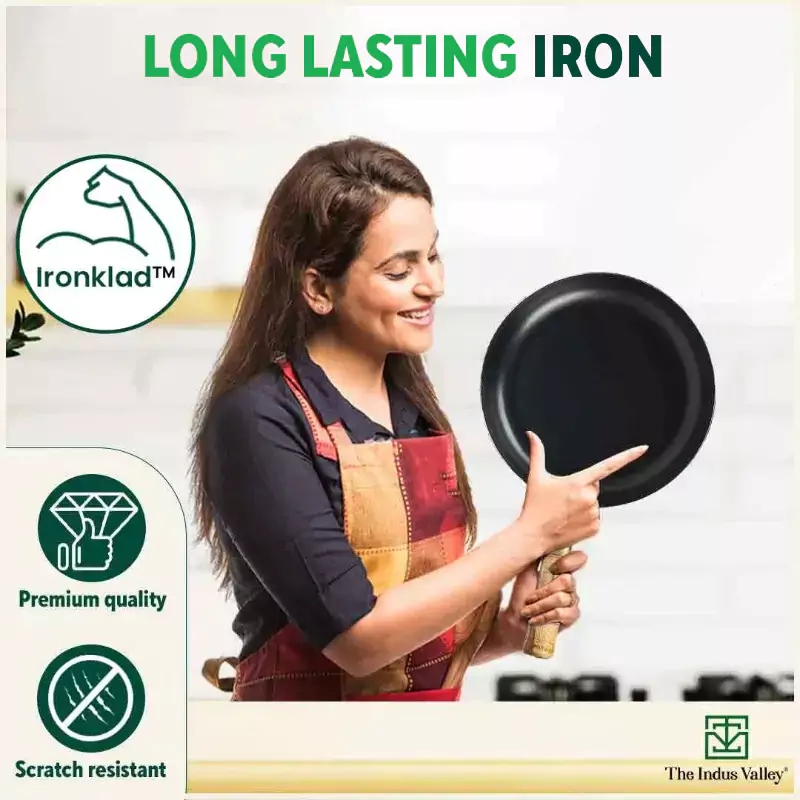 100% Pure Iron Cookware Set: (26.3cm)Tawa+ (25.4cm)Fry Pan+(25.4cm) Wok, Toxin-free Sheet Iron, Pre-seasoned, Induction & Gas, Kitchen Set for Home, Free ₹799 Kadai - Image 10