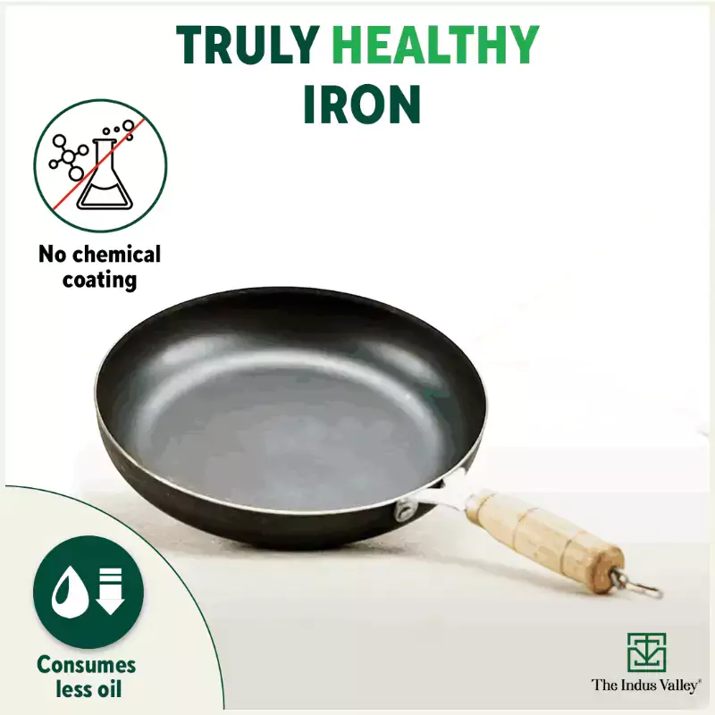 100% Pure Iron Cookware Set: (26.3cm)Tawa+ (25.4cm)Fry Pan+(25.4cm) Wok, Toxin-free Sheet Iron, Pre-seasoned, Induction & Gas, Kitchen Set for Home, Free ₹799 Kadai - Image 4