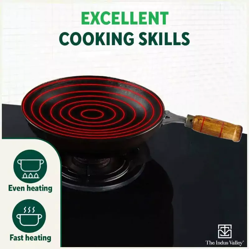 100% Pure Iron Cookware Set: (26.3cm)Tawa+ (25.4cm)Fry Pan+(25.4cm) Wok, Toxin-free Sheet Iron, Pre-seasoned, Induction & Gas, Kitchen Set for Home, Free ₹799 Kadai - Image 7