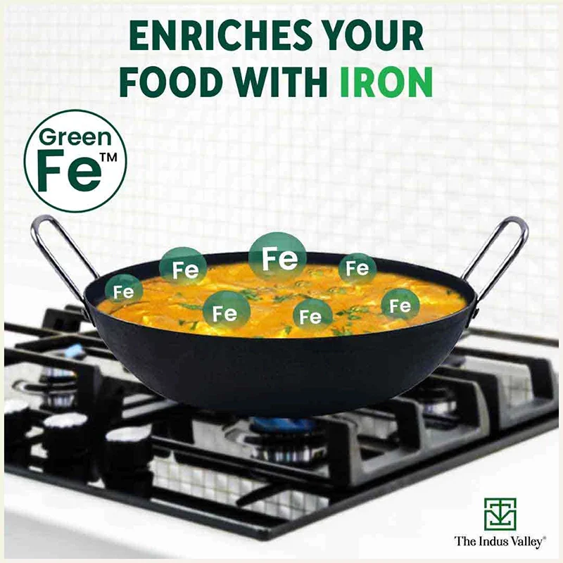 100% Pure Sheet Iron Kadai, Seasoned, Toxin-free, 1.4/2.7/4.4L, 0.6/0.9/1.4kg - Image 5