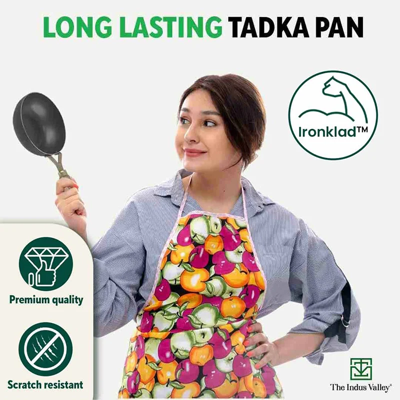 100% Pure Sheet Iron Tadka Pan 0.8/0.43ml with Wooden/Silicone Handle, Seasoned, Toxin-free - Image 6