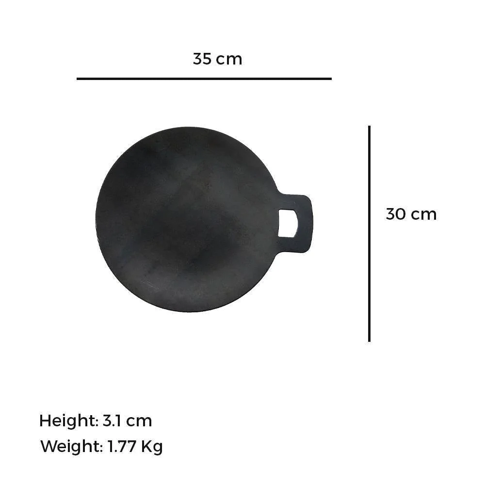 100% Pure Iron Concave Tawa 30cm, Seasoned, Toxin-free, Nonstick 1.77kg - Image 3