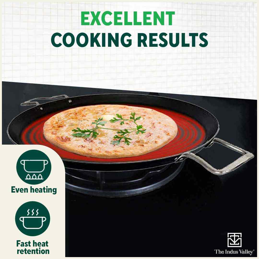 100% Pure Sheet Iron Tawa, 2 Handles, Seasoned, Toxin-free, Induction, 28.5cm, 1.7kg - Image 7