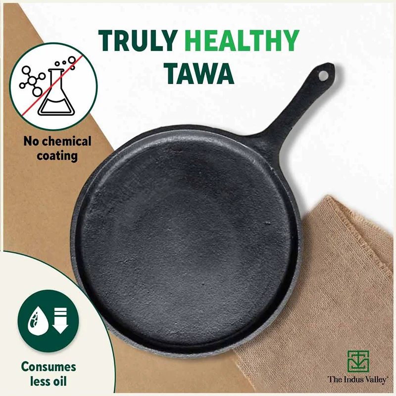 CASTrong Cast Iron Cookware Set: (25.7cm)Tawa+ (25.6cm)Kadai (Wok model), Kitchen Set for Home, Pre-seasoned, 100% Pure, Toxin-free, Free ₹400 Tadka Pan - Image 5