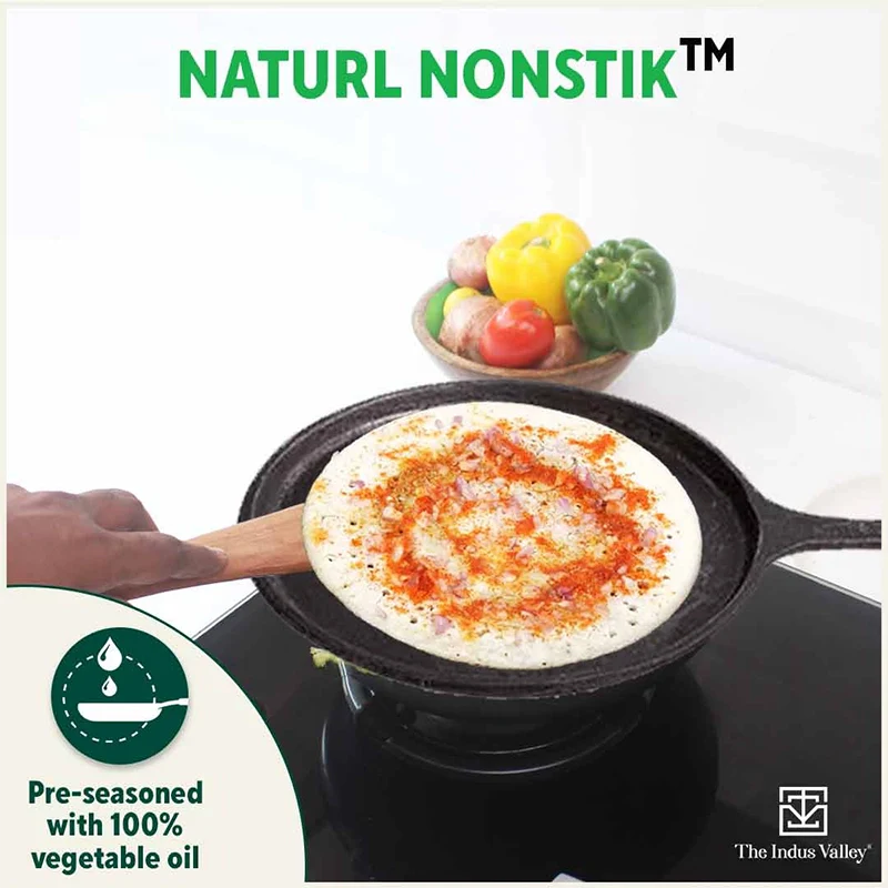CASTrong Cast Iron Cookware Set: (25.7cm)Tawa+ (25.6cm)Kadai (Wok model), Kitchen Set for Home, Pre-seasoned, 100% Pure, Toxin-free, Free ₹400 Tadka Pan - Image 7