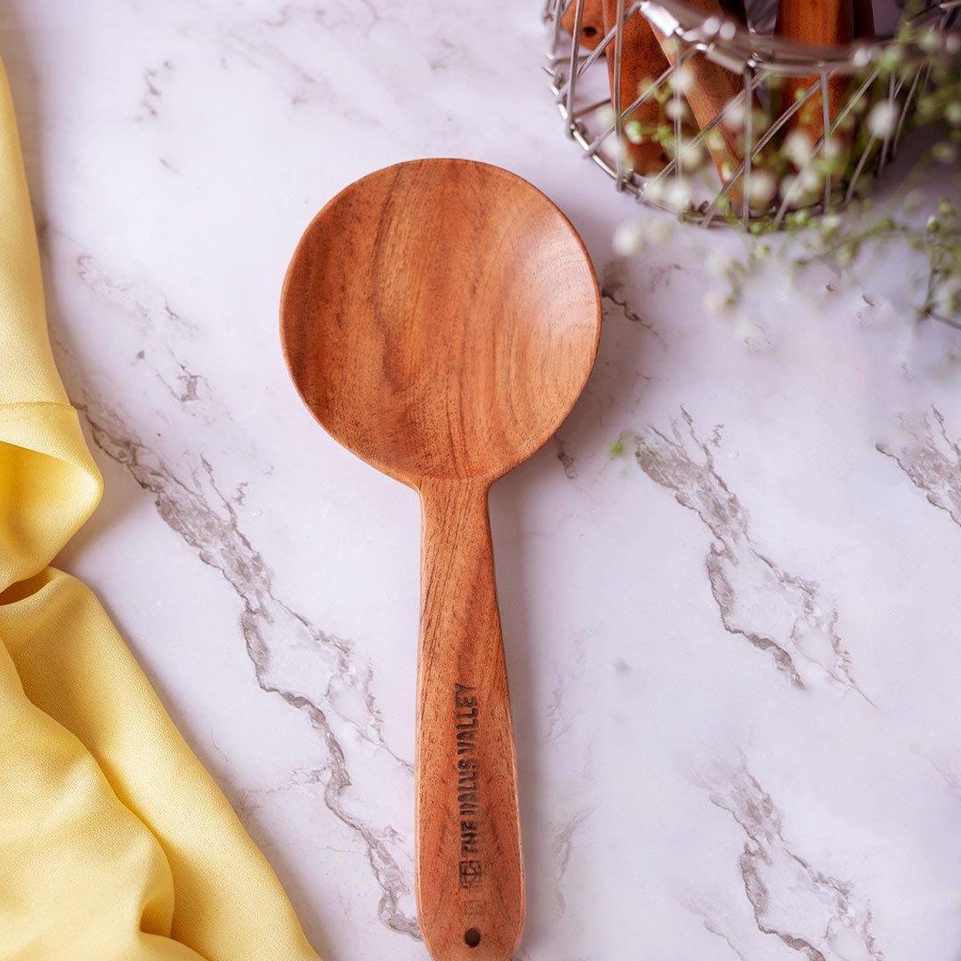 Neem Wood Cooking Ladle 23cm - Serve (Round | Handmade | 100% Natural Neem Wood) - Image 2