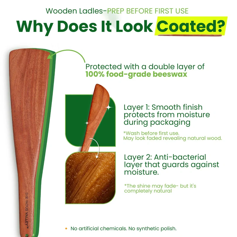 Neem Wood Cooking Spoon 37cm - Large Flip ( Handmade | 100% Natural) - Image 5