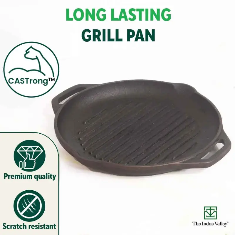CASTrong Cast Iron Grill Pan 27cm, Round,Pre-seasoned, 100% Pure, Toxin-free, Induction - Image 10