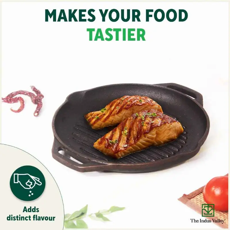 CASTrong Cast Iron Grill Pan 27cm, Round,Pre-seasoned, 100% Pure, Toxin-free, Induction - Image 9