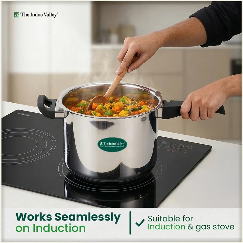 Premium Stainless Steel Outer Lid Pressure Cooker 8L, Premium Quality, Heavy Bottom, 100% Safe, ISI Certified, 3 Yr Warranty, Induction & Gas - Image 9