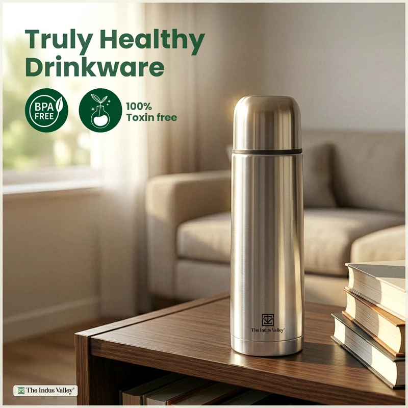 Premium Stainless steel Vacuum insulated Bullet flask with flip Lid – Double Wall, Vacuum insulated, Hot & Cold 1000ml - Image 2