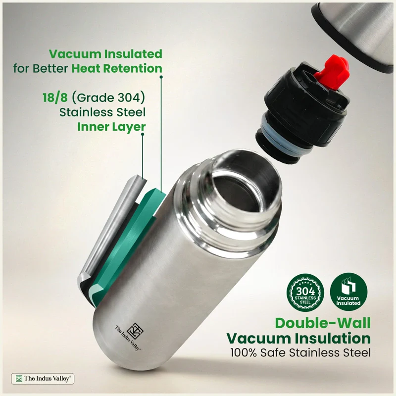 Premium Stainless steel Vacuum insulated Bullet flask with flip Lid – Double Wall, Vacuum insulated, Hot & Cold 1000ml - Image 4
