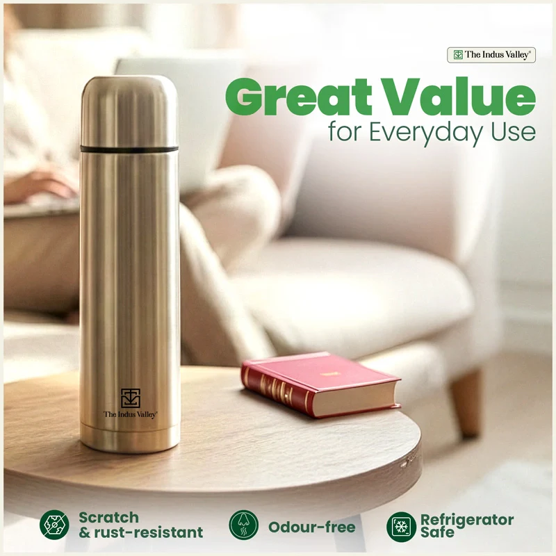 Premium Stainless steel Vacuum insulated Bullet flask with flip Lid – Double Wall, Vacuum insulated, Hot & Cold 1000ml - Image 6