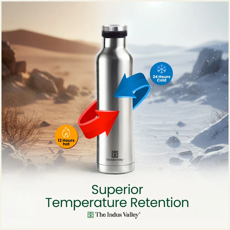 Premium Stainless Steel Water Bottle with Pressy flip Lid – Double Wall, Vacuum insulated, Hot & Cold 750ml/500 ml - Image 3