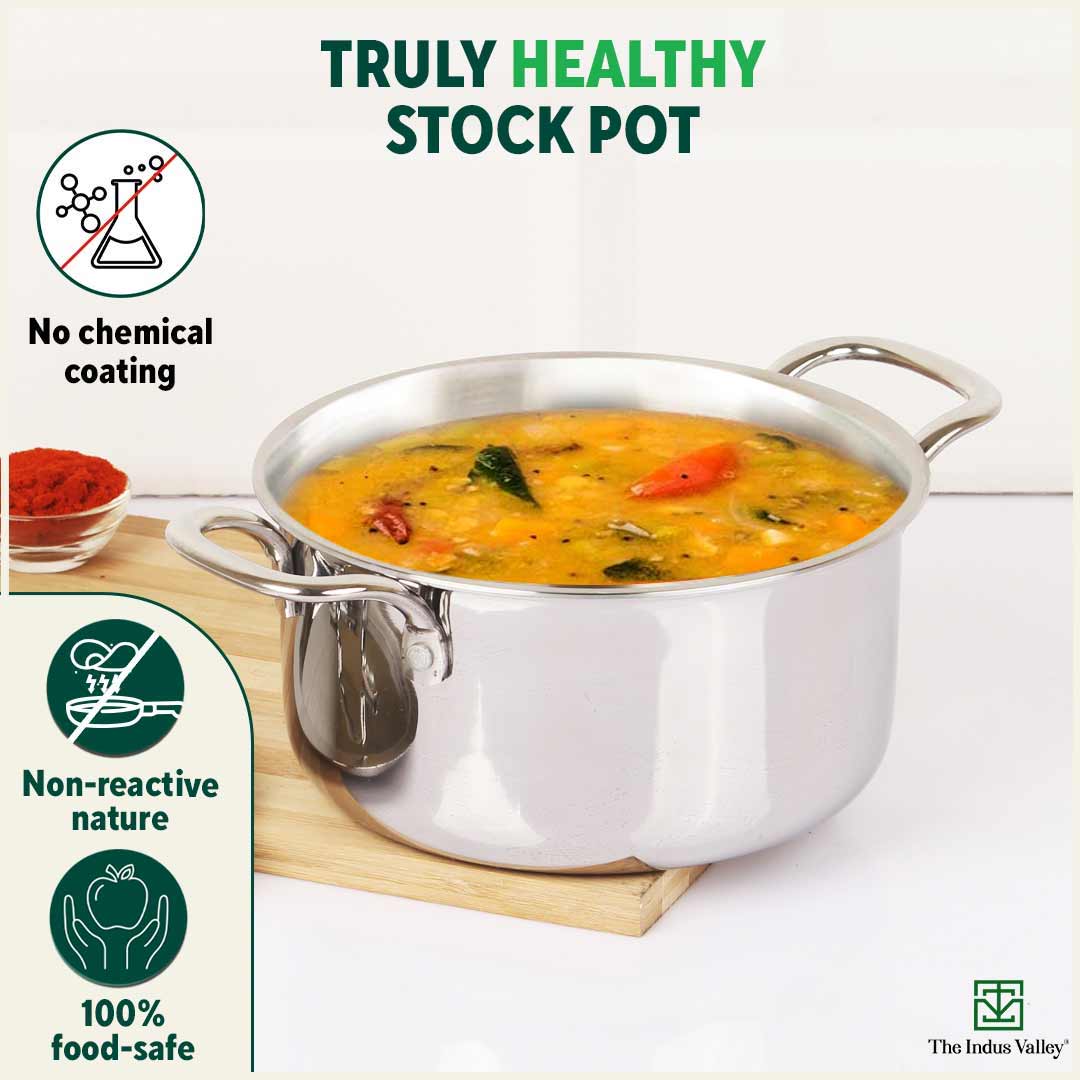 TurboCuk Tri-ply Stainless Steel Casserole/ Cooking Pot/ Sauce Pot+ Steel Lid 2.1L, Premium Quality, 3 Layer Thick Body, 100% Toxin-free, Non-stick, Induction & Gas - Image 4