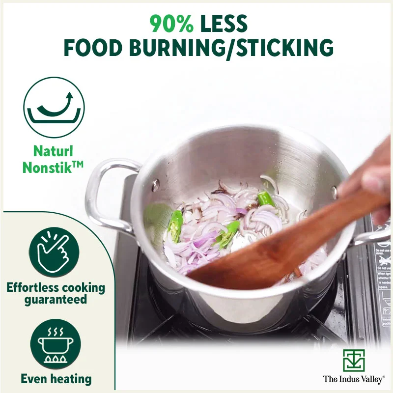 TurboCuk Tri-ply Stainless Steel Casserole/ Cooking Pot/ Sauce Pot+ Steel Lid 2.1L, Premium Quality, 3 Layer Thick Body, 100% Toxin-free, Non-stick, Induction & Gas - Image 8