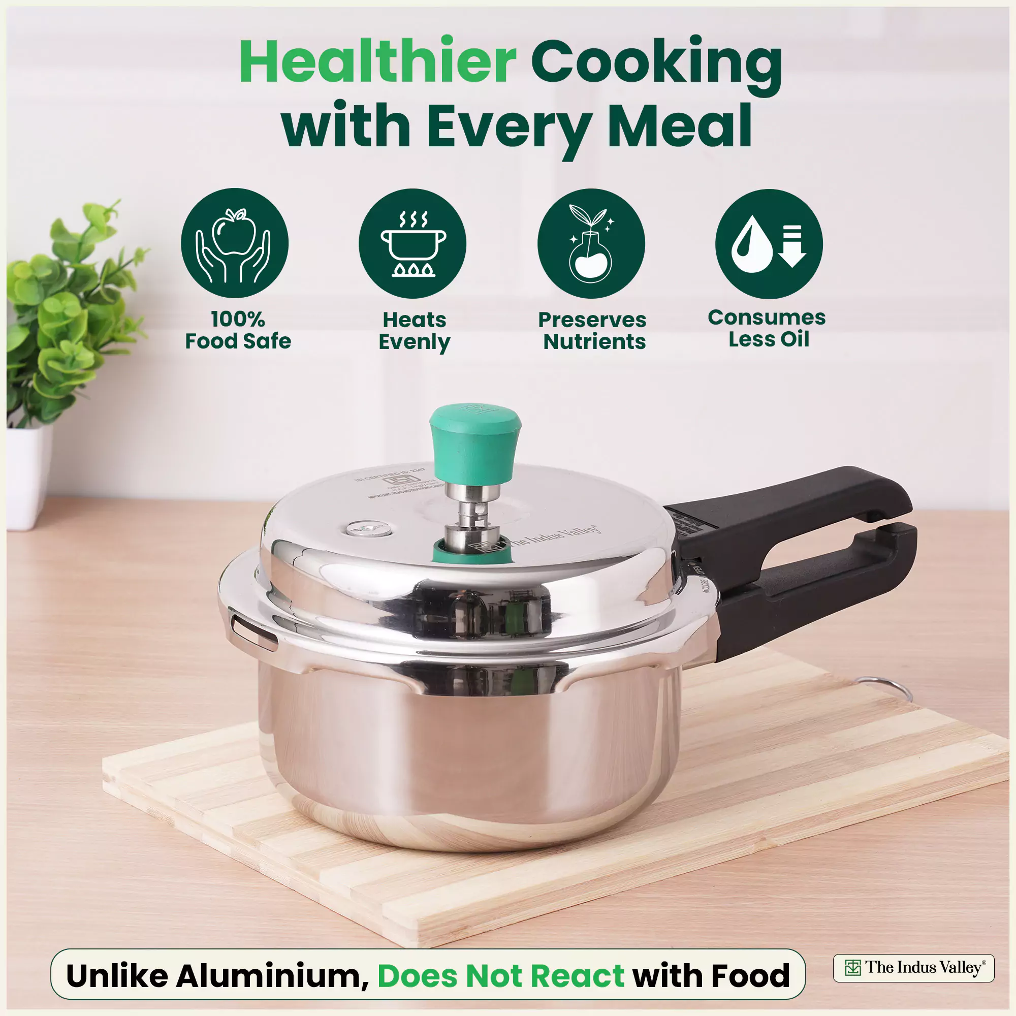 2L+3L RapidCuk Tri-ply Stainless Steel Pressure Cooker Combo+ Free ₹600 Wood Chopping Board, 5Yr Warranty, ISI Certified, Premium Quality, 3 Layer Thick Body, Induction & Gas - Image 4