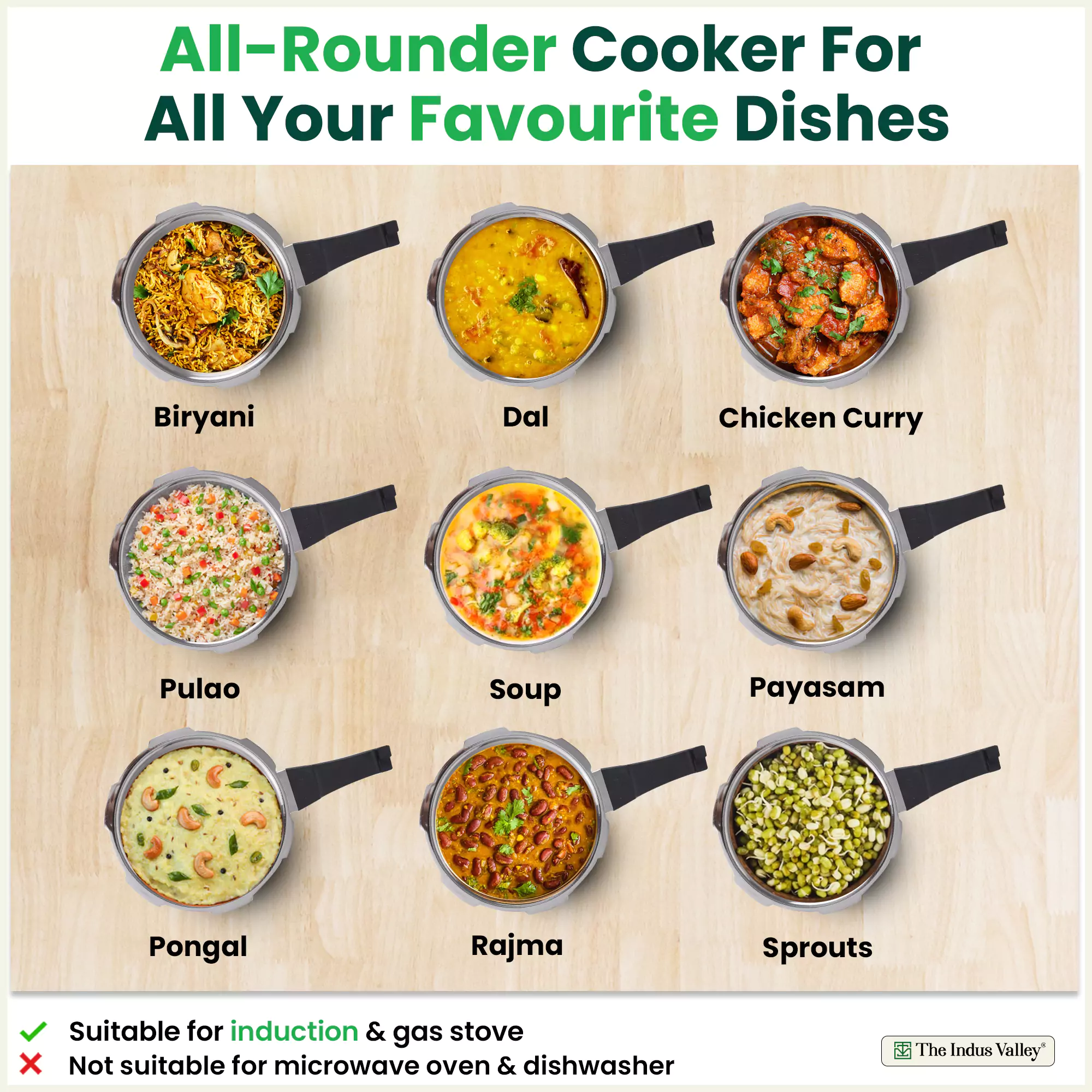 2L+3L RapidCuk Tri-ply Stainless Steel Pressure Cooker Combo+ Free ₹600 Wood Chopping Board, 5Yr Warranty, ISI Certified, Premium Quality, 3 Layer Thick Body, Induction & Gas - Image 8