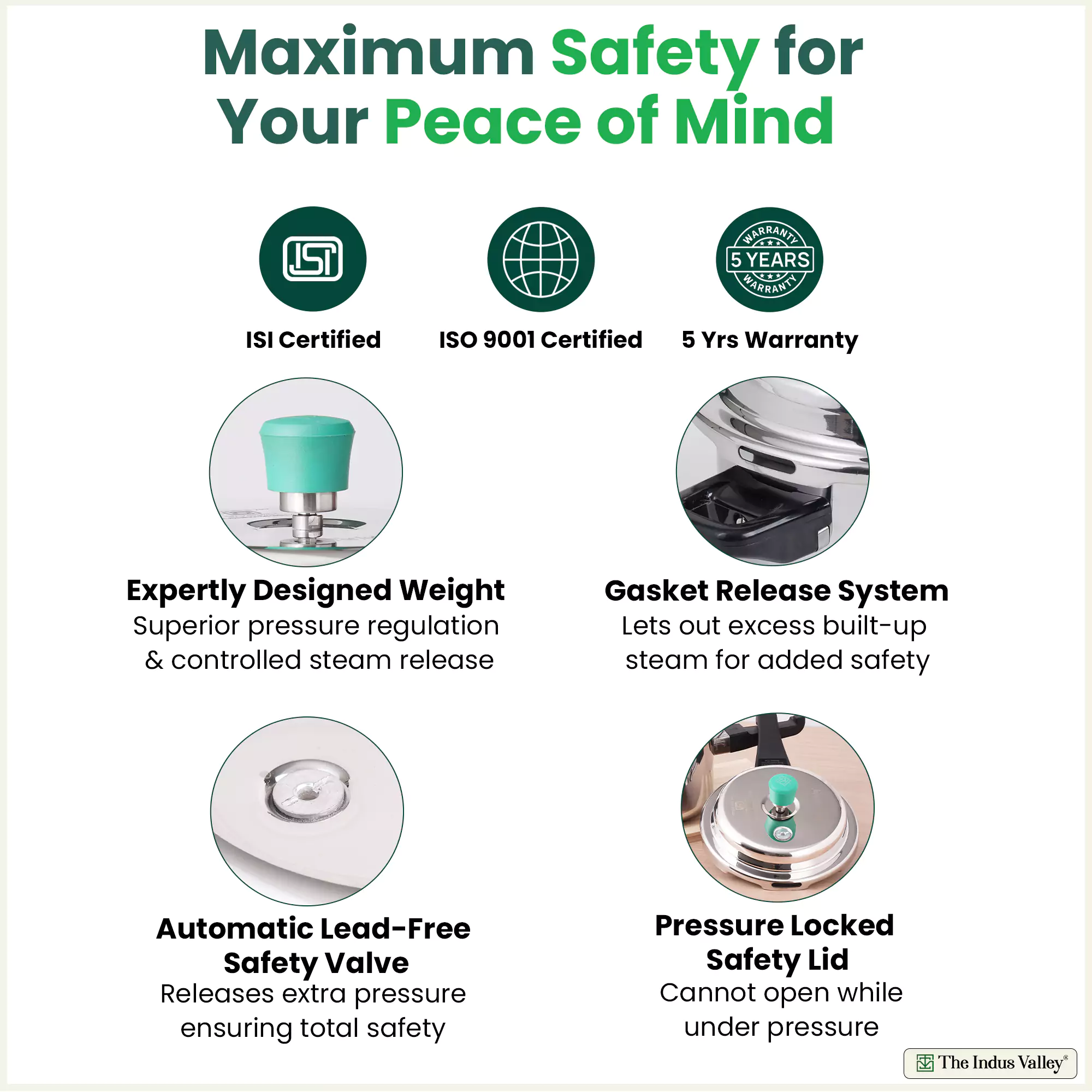 3L+5L RapidCuk Tri-ply Stainless Steel Pressure Cooker Combo, Premium Quality, 3 Layer Thick Body, Heavy Bottom, 5Yr Warranty, ISI Certified, Induction & Gas, Free ₹600 Wood Chopping Board - Image 5