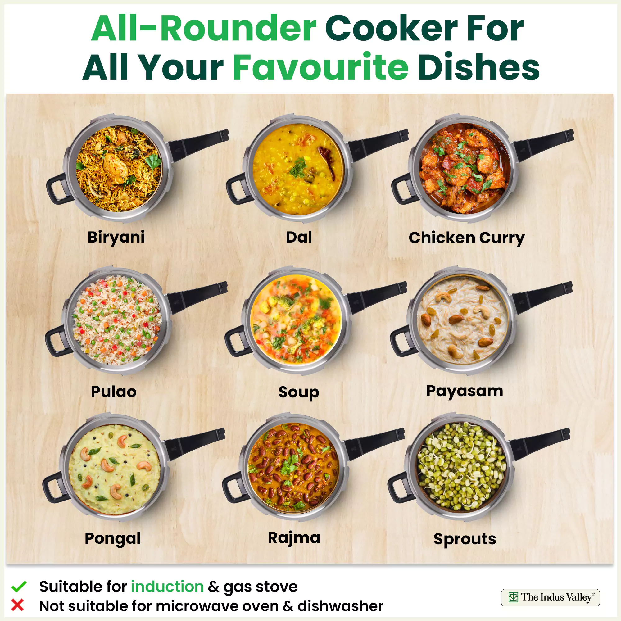 3L+5L RapidCuk Tri-ply Stainless Steel Pressure Cooker Combo, Premium Quality, 3 Layer Thick Body, Heavy Bottom, 5Yr Warranty, ISI Certified, Induction & Gas, Free ₹600 Wood Chopping Board - Image 8