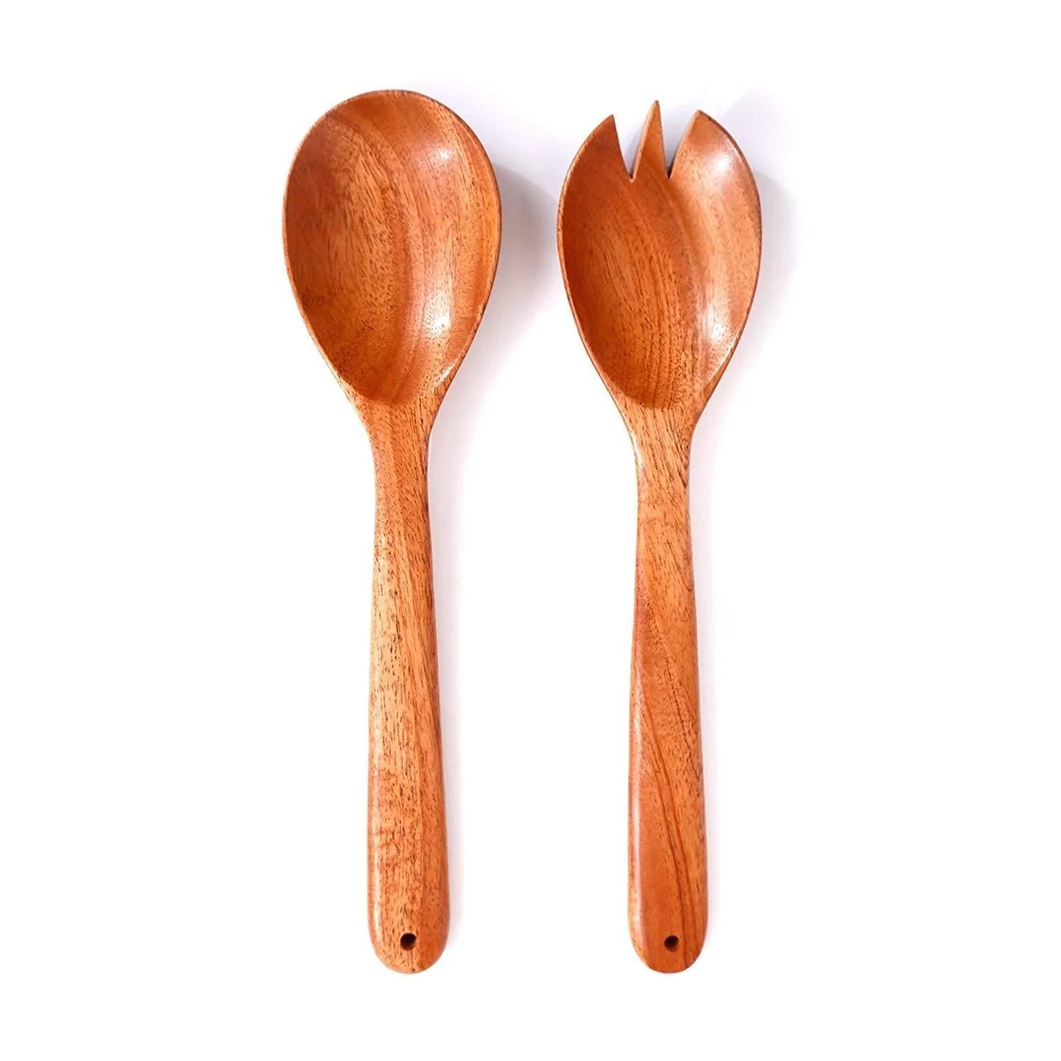 2-Piece Salad Serving Spoon Set - Neem Wood - Image 2