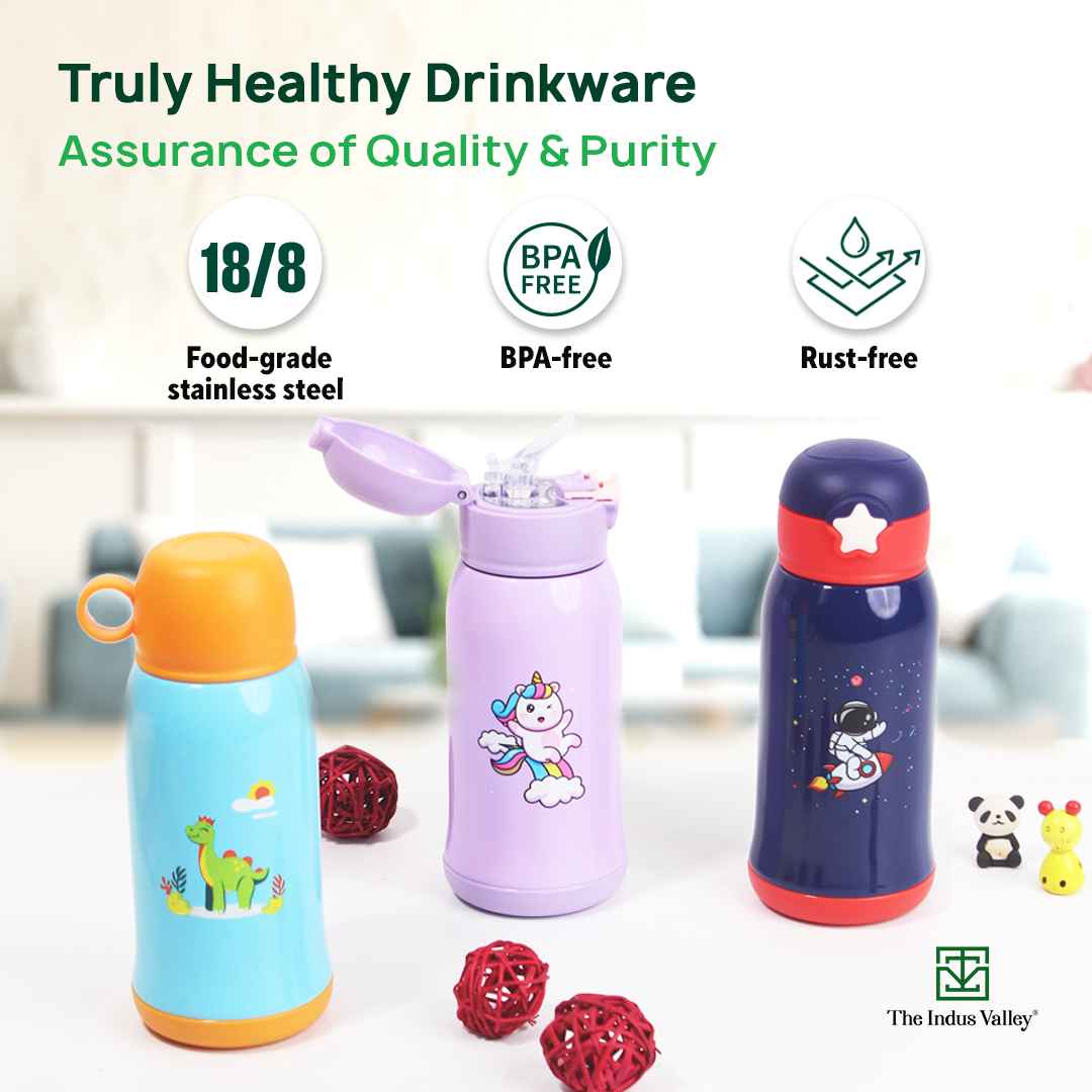 Premium Stainless Steel Vacuum Insulated School Kid Water Bottle 450ml, Silicone Sippy & Bag,Leakproof Lid - Image 4